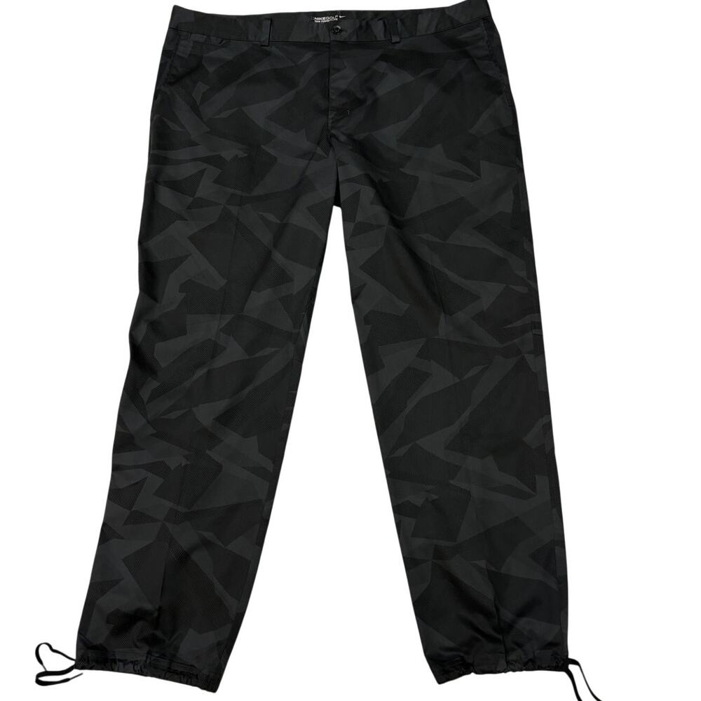 Nike Golf Pants Mens Size 42x32 Black Abstract Chino Tour Performance Synch Hems